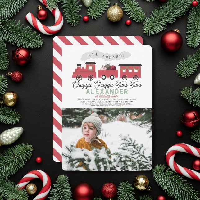 Invitation Chugga Chugga Deux Deux Train de Noël 2e Anniversa (Créateur téléchargé)