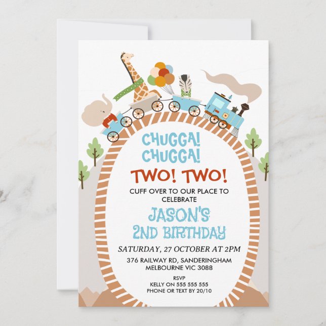 Invitation Chugga Chugga Deux Train 2e Anniversaire (Devant)