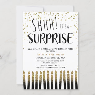 Invitation Chut ! C'est une bougie d'or surprise 50e annivers