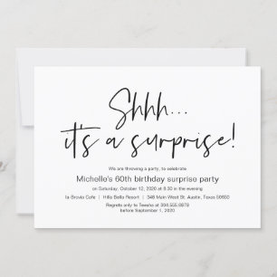 Invitation Chut, c'est une fête d'anniversaire surprise