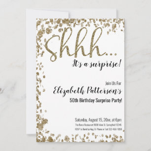 Invitation Chut ! C'est une fête d'anniversaire surprise en o