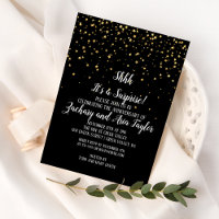 Chut ! C'est une fête surprise confettis dorés sur