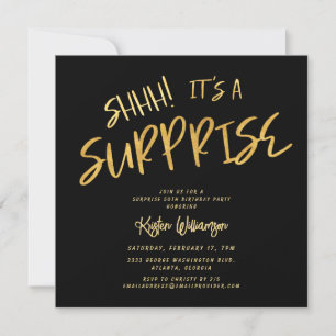Invitation Chut ! C'est une surprise 50e anniversaire Gold Bl