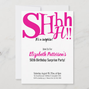 Invitation Chut C'est une surprise fête d'anniversaire Adult
