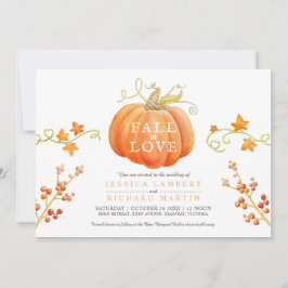 Invitation Chute amoureuse aquarelle citrouille mariage autom