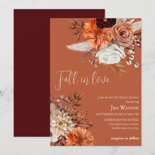 Invitation Chute amoureuse aquarelle fleurs automne nuptiale