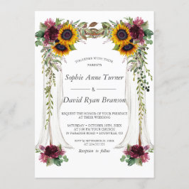 Invitation Chute Bourgogne Floral Canopée Mariage de tourneso