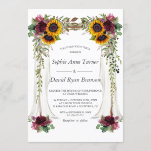 Invitation Chute Bourgogne Floral Canopée Mariage de tourneso