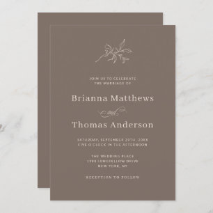 Invitation Chute Brown Mocha Mariage simple et élégant