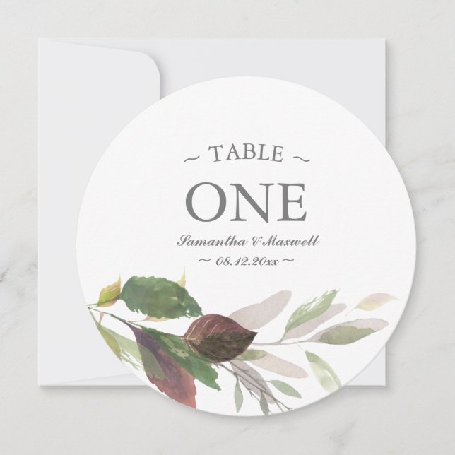 Invitation Chute Burgundy Feuille Mariage Aquarelle Numéro de (Devant)