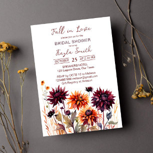 Invitation Chute d'amour burgundy orange dahlias nuptiale