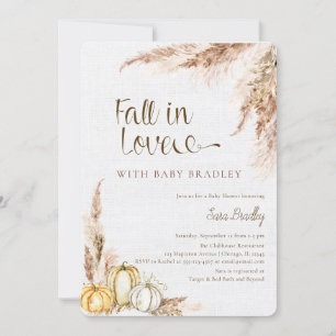 Invitation Chute d'amour Citrouille Boho pampas herbe baby sh