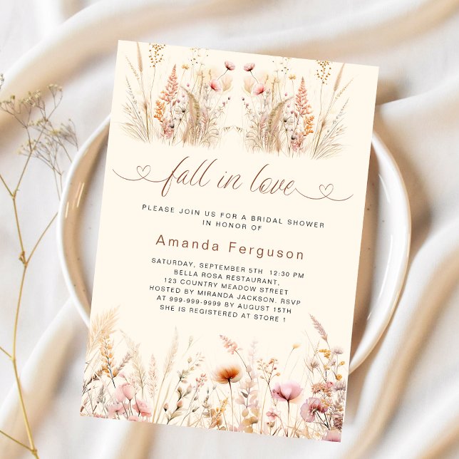 Invitation Chute d'amour Fête des mariées fleur sauvage beige (Créateur téléchargé)