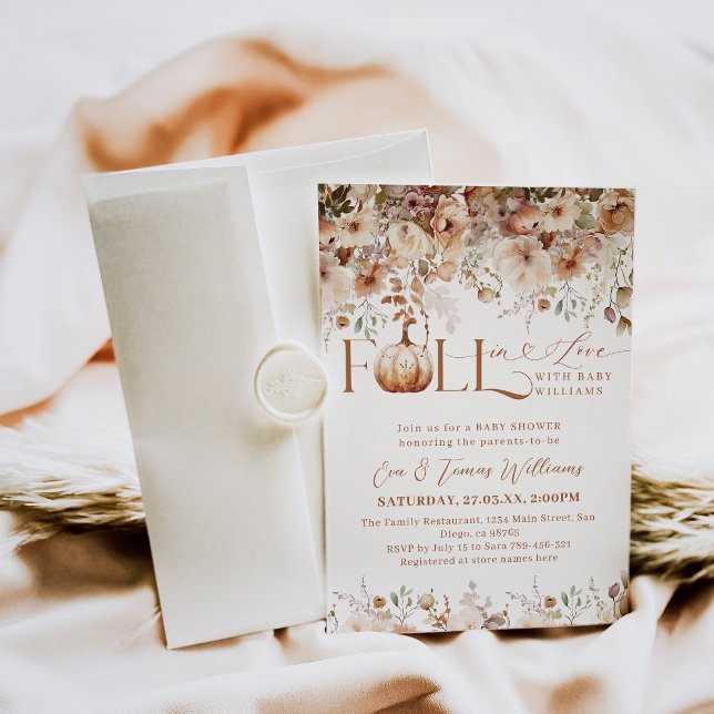 Invitation Chute d'amour Fleur sauvage Baby shower rustique (Créateur téléchargé)