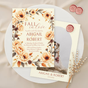 Invitation Chute d'amour pêche floral frontière mariage de cô