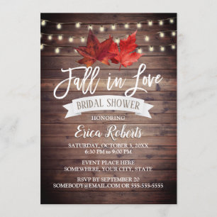 Invitation Chute dans la Fête de la mariée rustique de