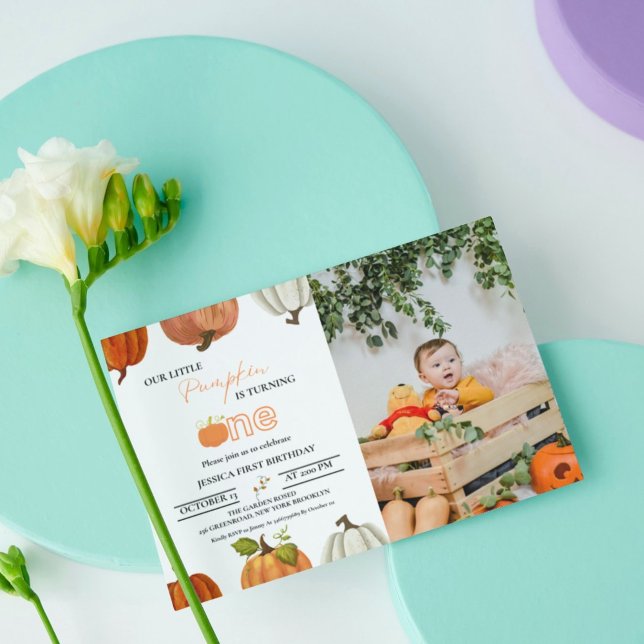 Invitation Chute de notre petit citrouille à un premier anniv (Créateur téléchargé)