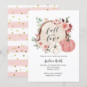 Invitation Chute d'or rose en amour citrouille douche invit
