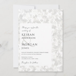 Invitation Chute du Mariage gris Feuille