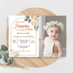 Invitation Chute en amour 2e anniversaire Citrouille des fleu
