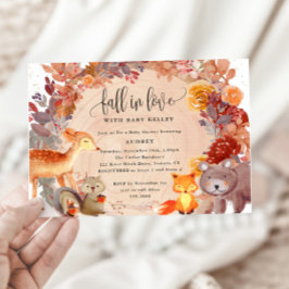 Invitation Chute en Amour Animaux des bois, Baby shower rusti