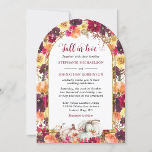 Invitation Chute en amour Automne Floral Arch Mariage