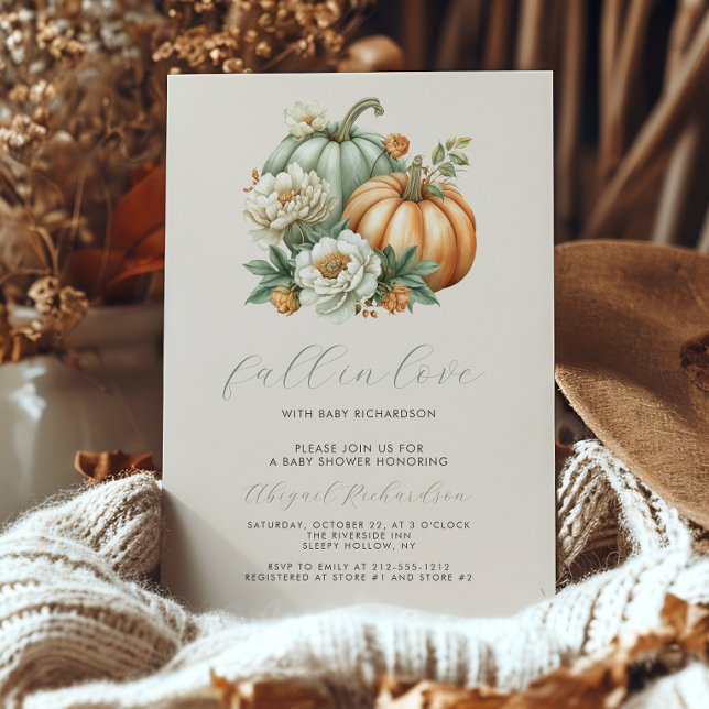 Invitation Chute en amour Baby shower d'automne floral (Créateur téléchargé)
