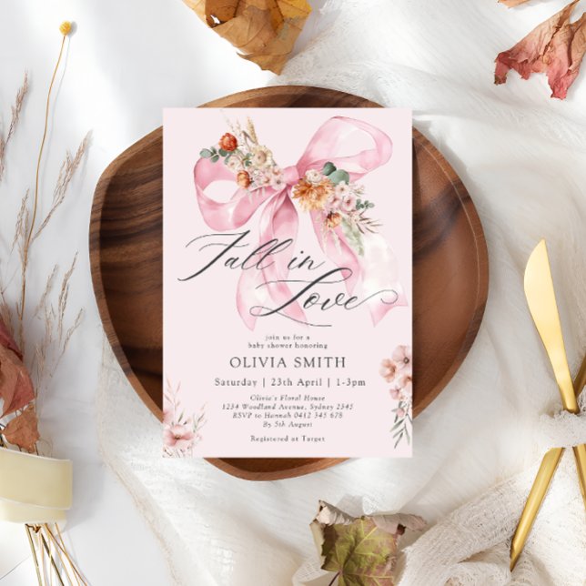 Invitation Chute en amour Baby shower floral de la cou rose (Créateur téléchargé)