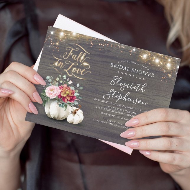 Invitation Chute en Amour Blanc Citrouille Fête des mariées r (Créateur téléchargé)