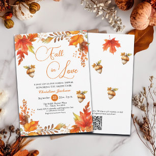 Invitation Chute en amour Boho Floral QR Code Fête des mariée