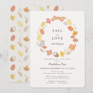 Invitation Chute en amour Bois Animaux Baby shower de couronn