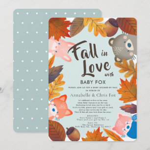 Invitation Chute en amour Bois Animaux Bleu Douche par courri