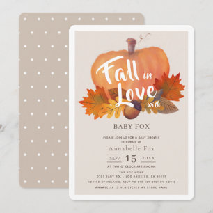 Invitation Chute en amour Citrouille Chute Feuilles Baby show