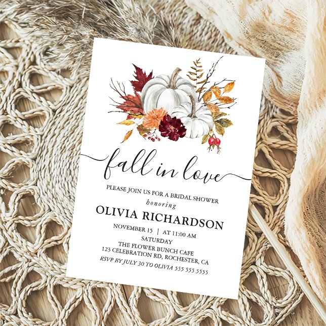 Invitation Chute en amour Citrouille floral Fête des mariées  (Créateur téléchargé)