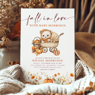Invitation Chute en amour Citrouille Teddy Bear Baby shower f
