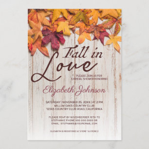 Invitation Chute en amour Fête des mariées Bois Feuilles d'au