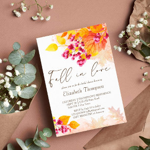 Invitation Chute en amour feuillage automne nuptiale douche i