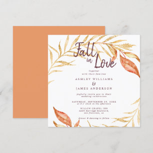 Invitation Chute en amour Feuillage doré Automne Mariage en c