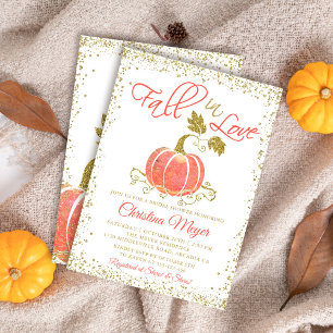 Invitation Chute en amour Gold Citrouille nuptiale de douche 