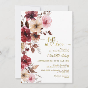 Invitation Chute En Amour Gold Maroon Fête des mariées rose