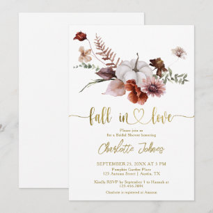 Invitation Chute en amour rouille Citrouille Floral Fête des 