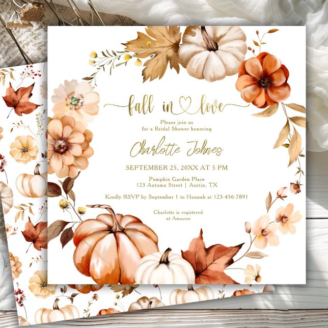 Invitation Chute En Amour Rouille Or Wreath Fête des mariées  (Créateur téléchargé)