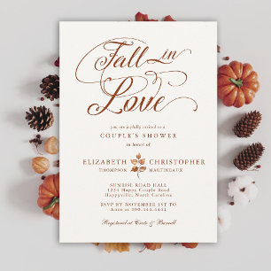 Invitation Chute en amour Terracotta Automne Feuille Couple D
