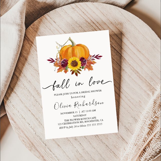 Invitation Chute en amour Tournesol Citrouille Fête des marié (Créateur téléchargé)