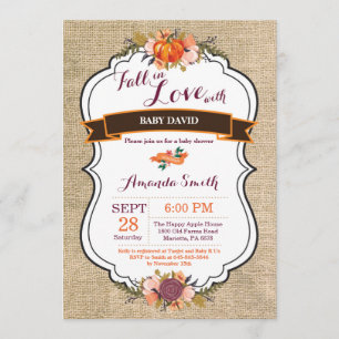 Invitation Chute en toile de jute d'invitation de baby shower