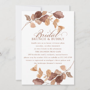 Invitation Chute Eucalyptus Feuille Brich Brunch Bubbly