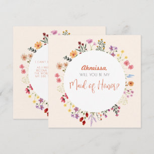 Invitation Chute Fleur sauvage lunaire Floral Maid of Honor
