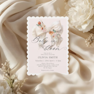 Invitation Chute Floral Blanc Bébé dans le Baby shower en fle