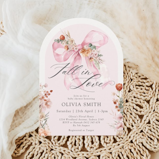 Invitation Chute Floral Bow rose Chute dans le Baby shower d' (Créateur téléchargé)