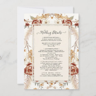 Invitation Chute Florale Aquarelle rouge moutarde Détails du
